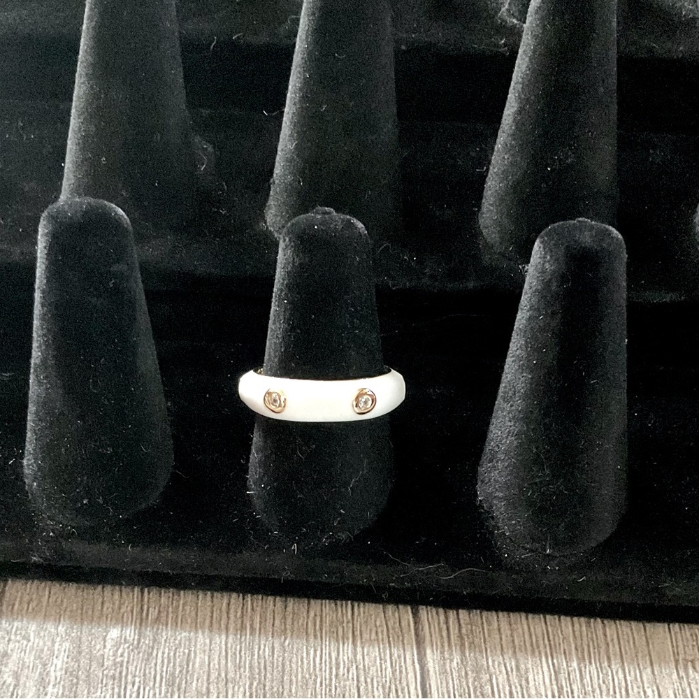 Adjustable Enamel/CZ Ring